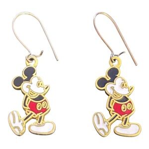 Walt Disney Productions - Vintage Mickey Mouse Enamel Gold-Tone Earrings